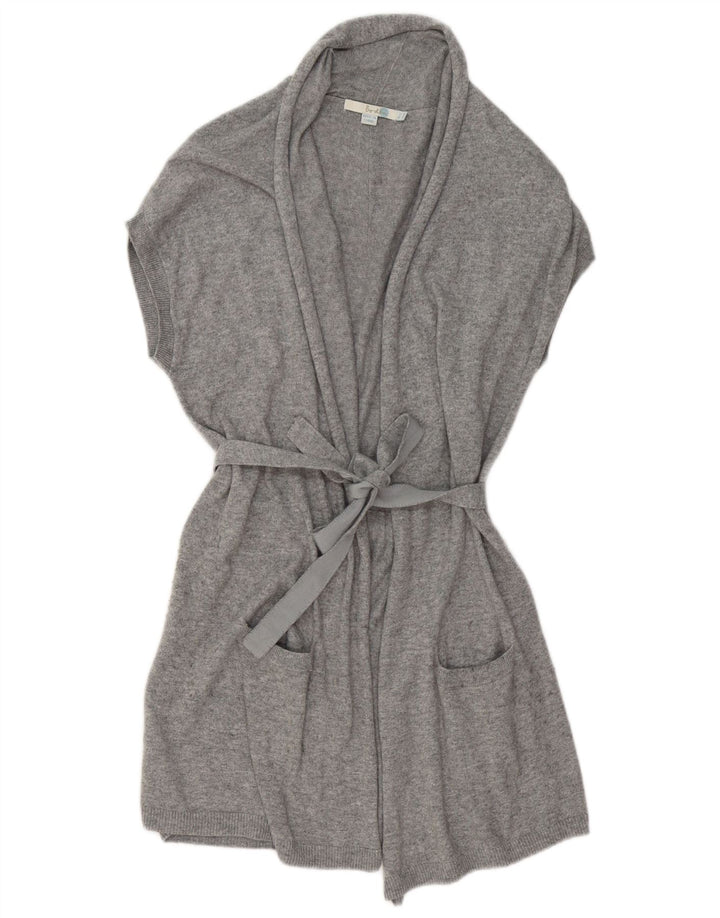Boden Womens Sleeveless Cardigan Sweater UK 12 Medium Grey Cotton