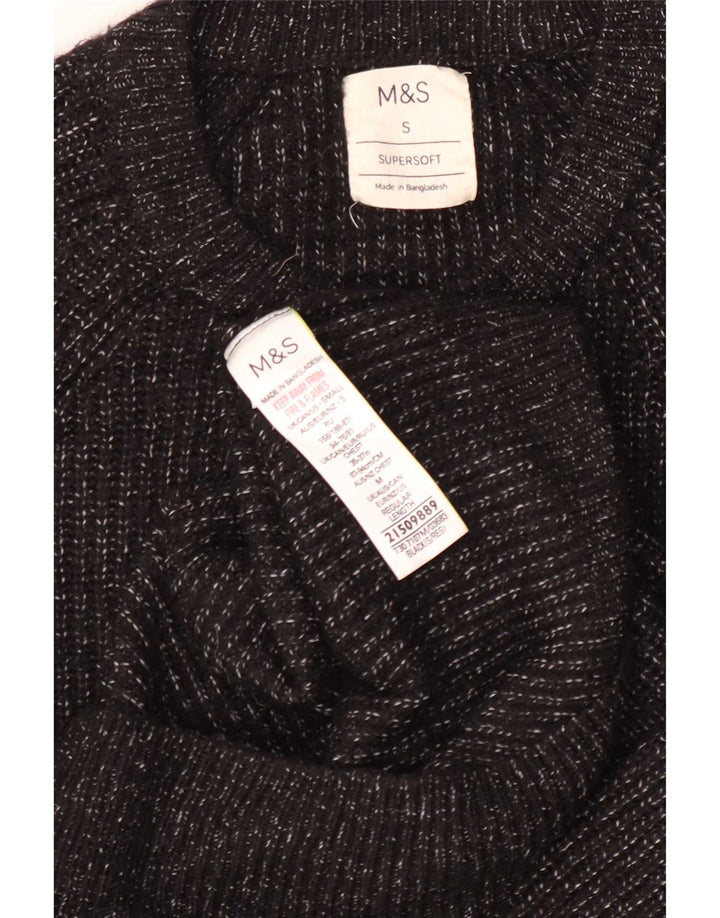 Marks & Spencer Mens Crew Neck Jumper Sweater Small Black Flecked Polyamide
