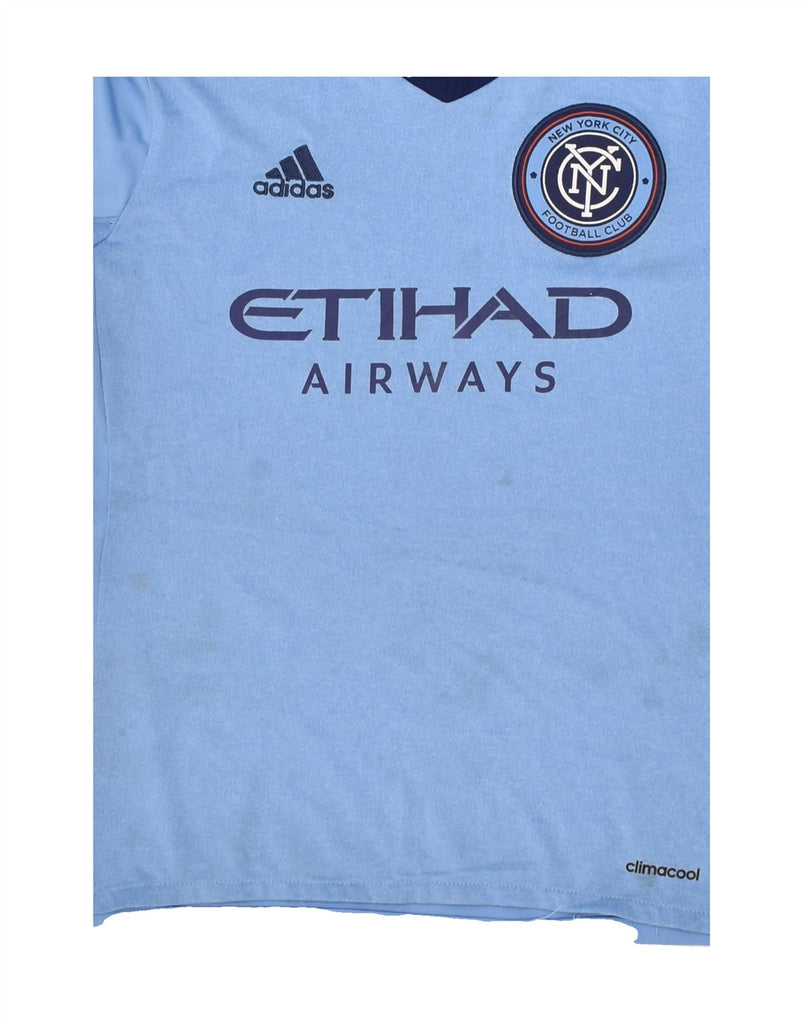 ADIDAS Boys New York City Graphic T-Shirt Top 11-12 Years Blue Polyester | Vintage Adidas | Thrift | Second-Hand Adidas | Used Clothing | Messina Hembry 