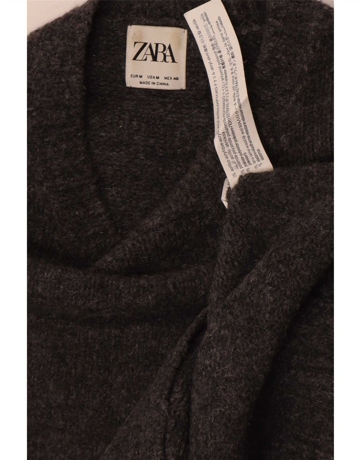 Zara Mens Boat Neck Jumper Sweater Medium Grey Acrylic
