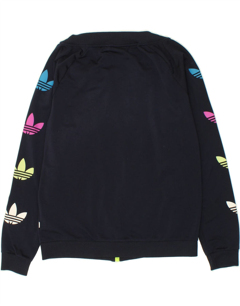 ADIDAS Womens Graphic Tracksuit Top Jacket UK 16 Large Navy Blue Polyester | Vintage Adidas | Thrift | Second-Hand Adidas | Used Clothing | Messina Hembry 