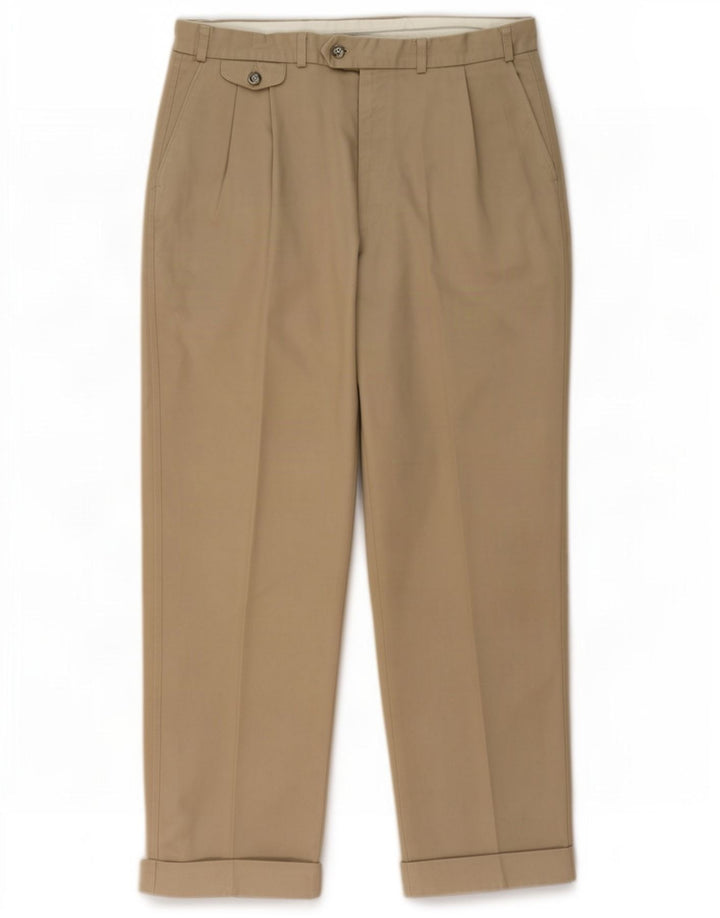 Marks & Spencer Mens St. Michael Pegged Suit Trousers W38 L31 Beige Cotton