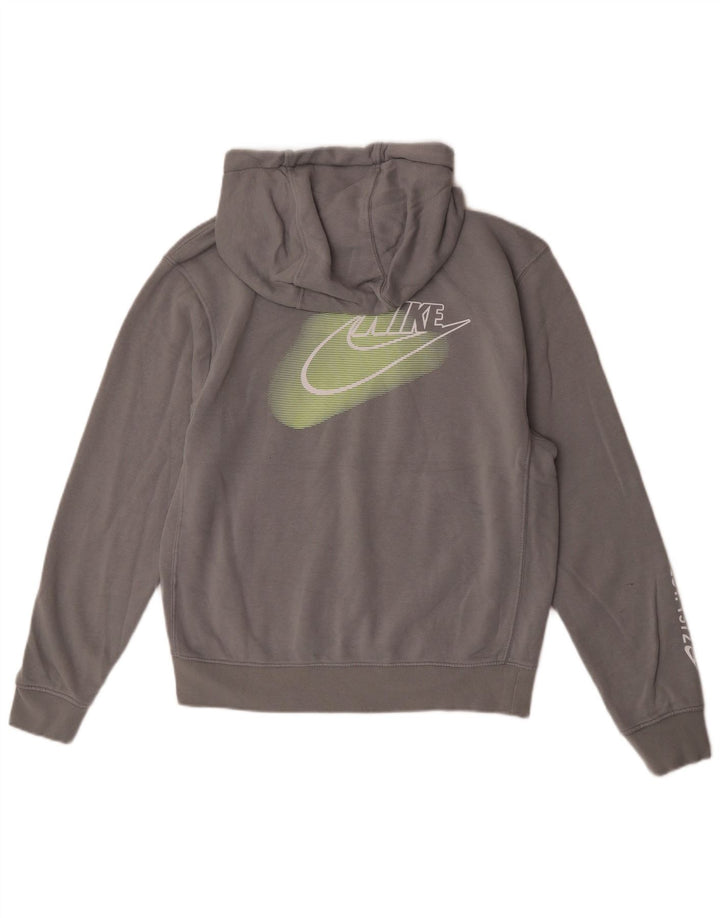Nike Mens Graphic Hoodie Jumper Small Grey Cotton