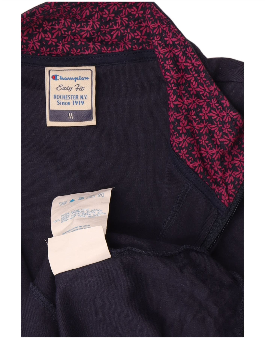 Champion Womens Easy Fit Tracksuit Top Jacket UK 14 Medium Navy Blue Cotton