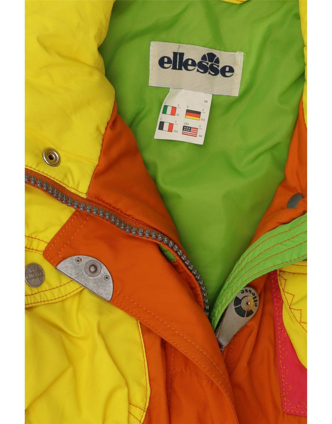 Ellesse Womens Oversized Ski Jumpsuit IT 40 Small Orange Colourblock