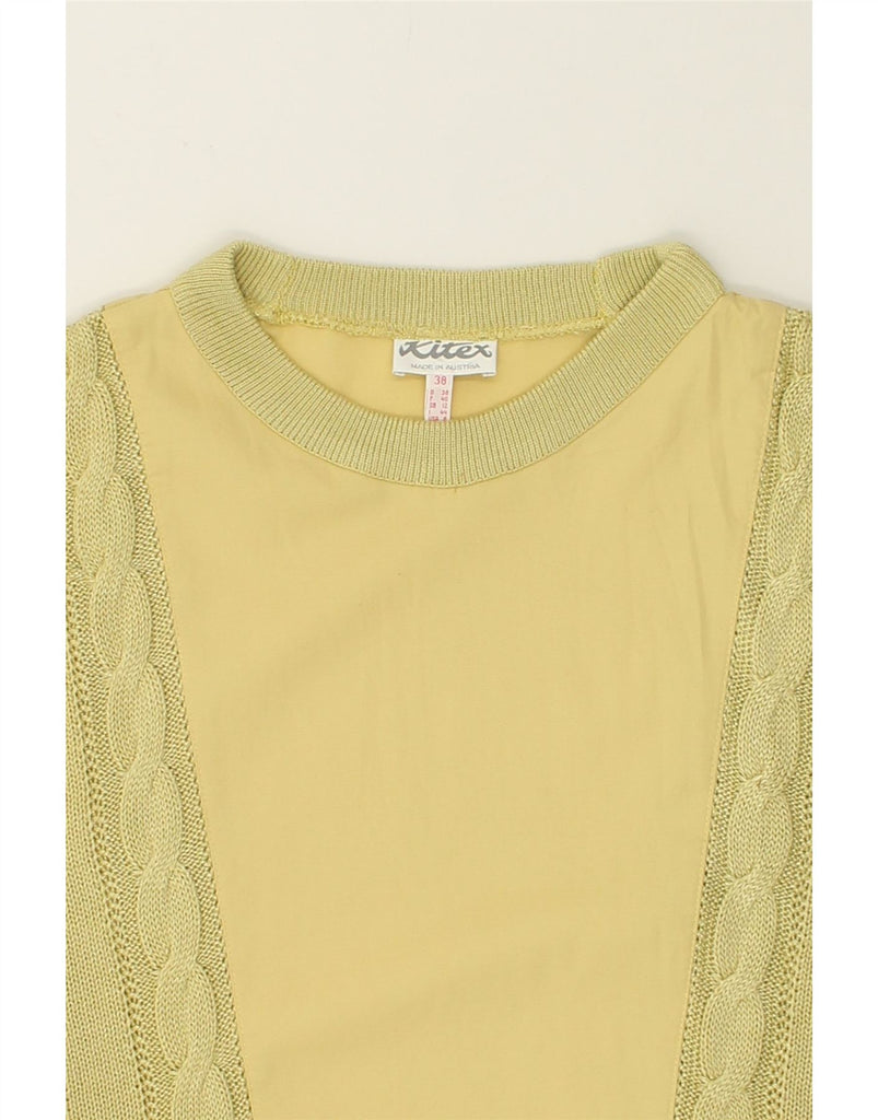 VINTAGE Womens Crew Neck Jumper Sweater UK 12 Medium Yellow Cotton | Vintage Vintage | Thrift | Second-Hand Vintage | Used Clothing | Messina Hembry 