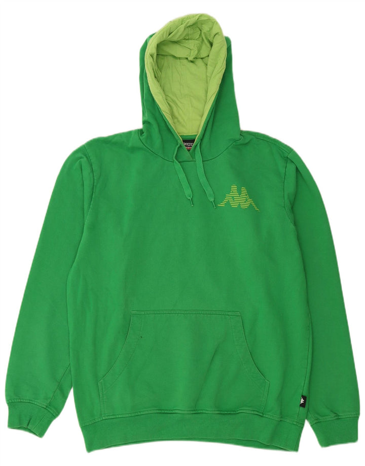 KAPPA Mens Graphic Hoodie Jumper Large Green Cotton