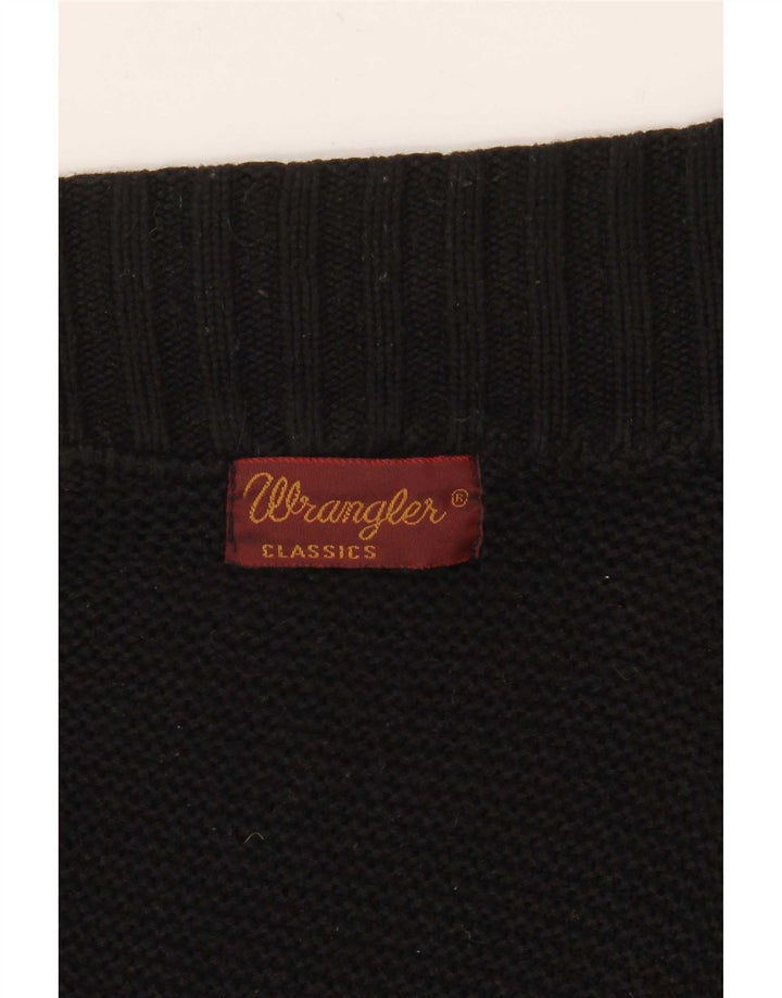 Wrangler Mens Graphic Cardigan Sweater Medium Black Colourblock