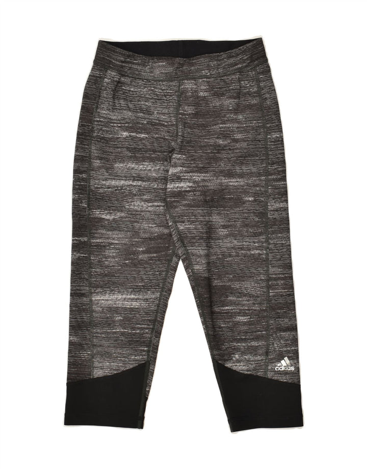ADIDAS Womens Capri Leggings UK 8-10 Small Grey Flecked Polyester | Vintage Adidas | Thrift | Second-Hand Adidas | Used Clothing | Messina Hembry 