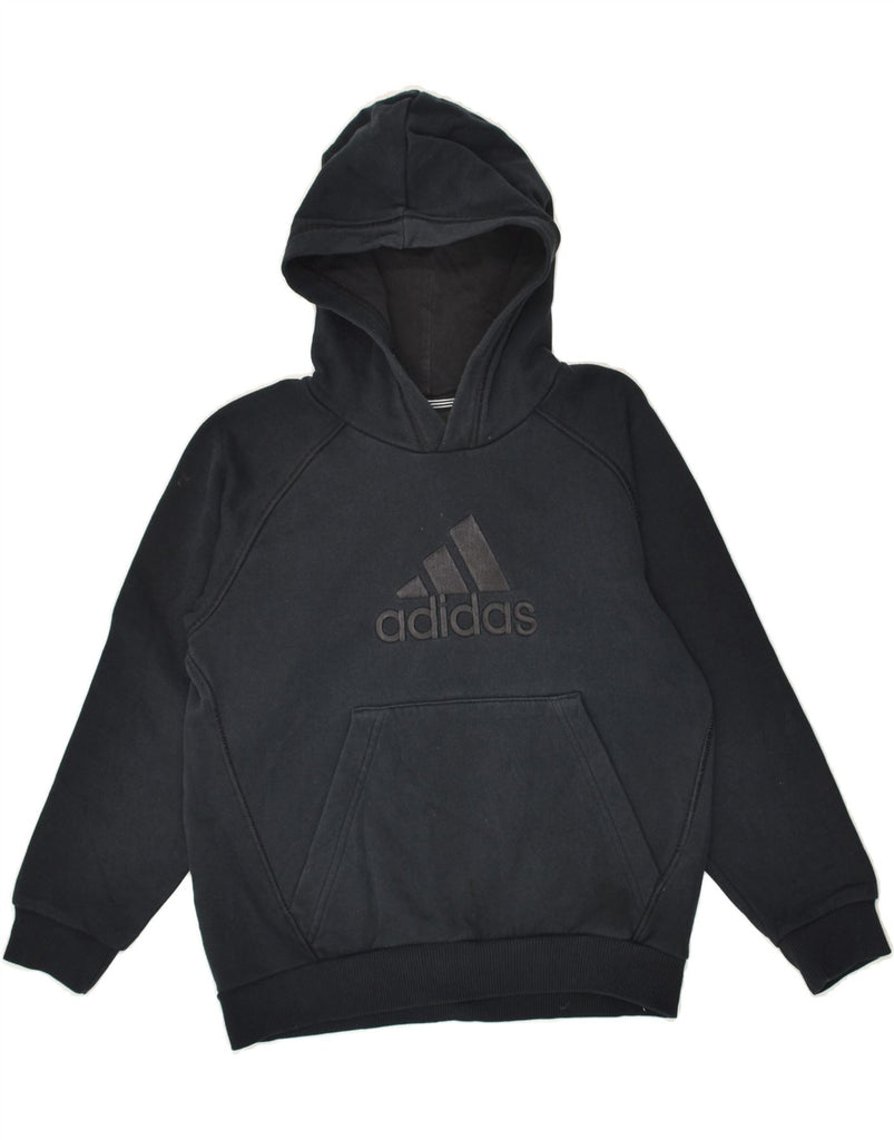 ADIDAS Boys Graphic Hoodie Jumper 7-8 Years Black Cotton | Vintage Adidas | Thrift | Second-Hand Adidas | Used Clothing | Messina Hembry 