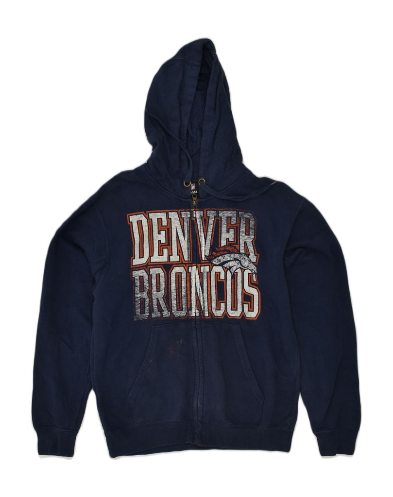 NFL Womens Denver Broncos Graphic Zip Hoodie Sweater UK 18 XL Navy Blue | Vintage NFL | Thrift | Second-Hand NFL | Used Clothing | Messina Hembry 