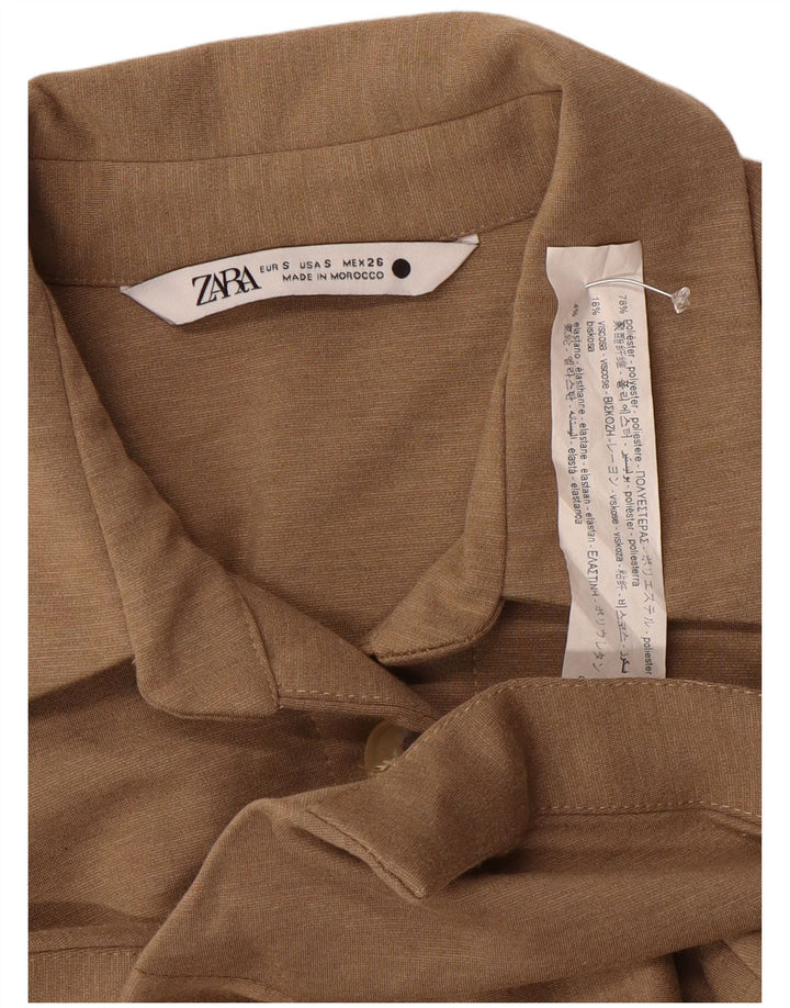 Zara Womens Shirt Blouse UK 10 Small Brown Polyester