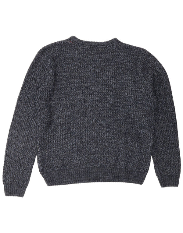 PIERRE CARDIN Mens Boat Neck Jumper Sweater Large Navy Blue Acrylic