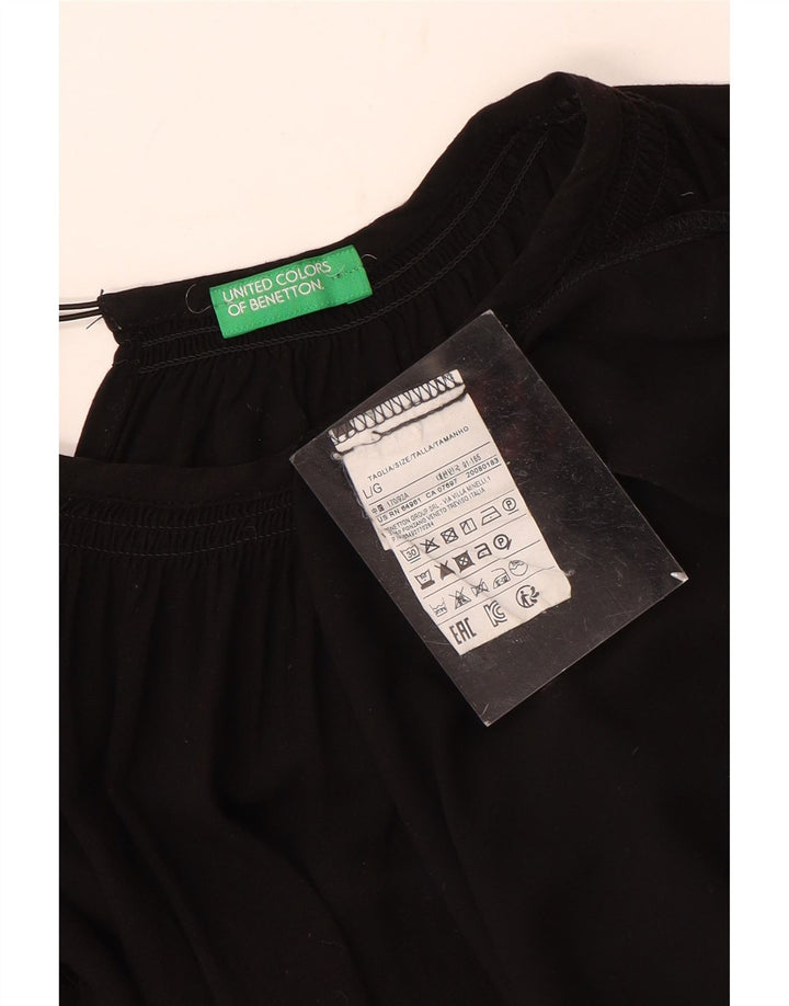 Benetton Womens Oversized Blouse Top UK 16 Large Black Viscose