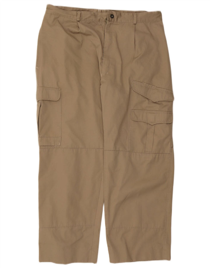 VINTAGE Mens Straight Cargo Trousers W36 L28 Khaki