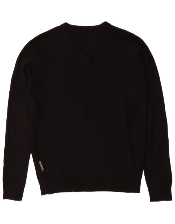 French Connection Mens V-Neck Jumper Sweater Small Black Acrylic