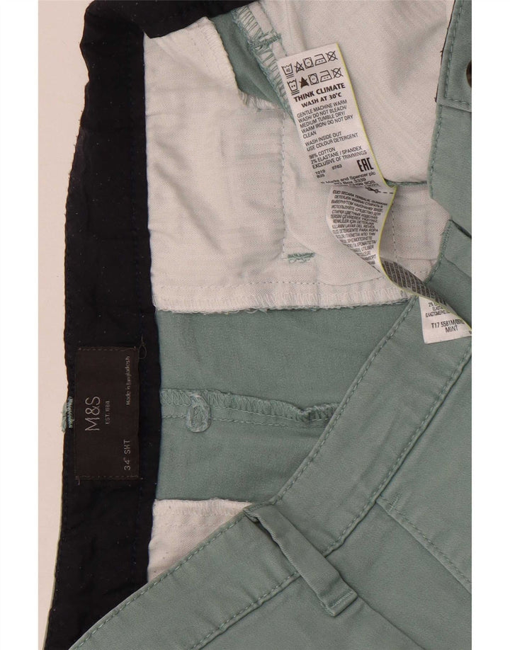 Marks & Spencer Mens Chino Shorts W34 Large Green Cotton