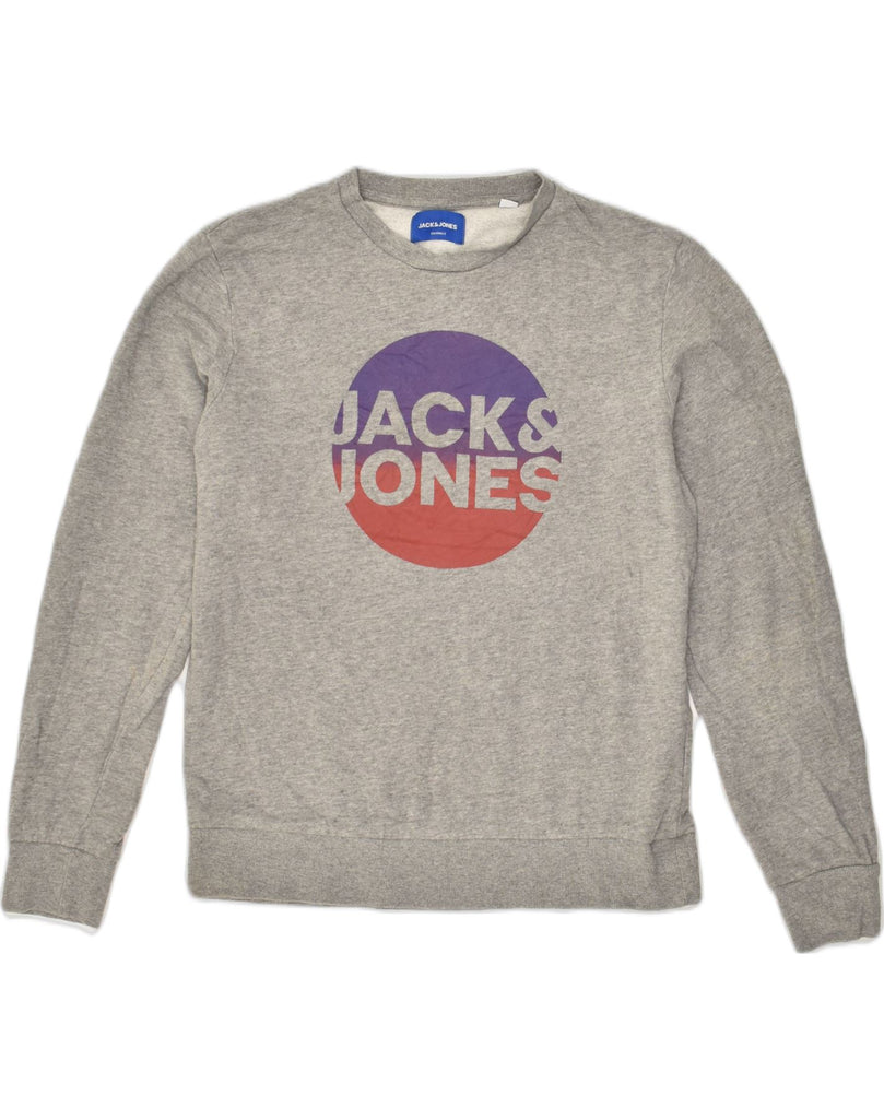 JACK & JONES Mens Graphic Sweatshirt Jumper Medium Grey Cotton | Vintage Jack & Jones | Thrift | Second-Hand Jack & Jones | Used Clothing | Messina Hembry 