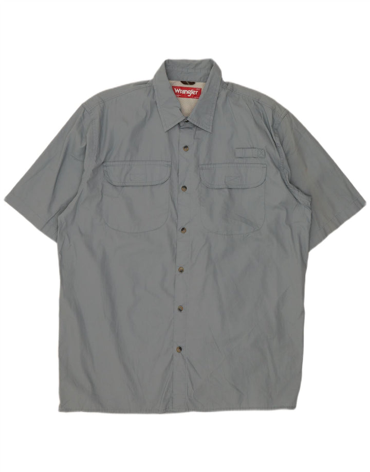 Wrangler Mens Short Sleeve Shirt Large Grey Cotton