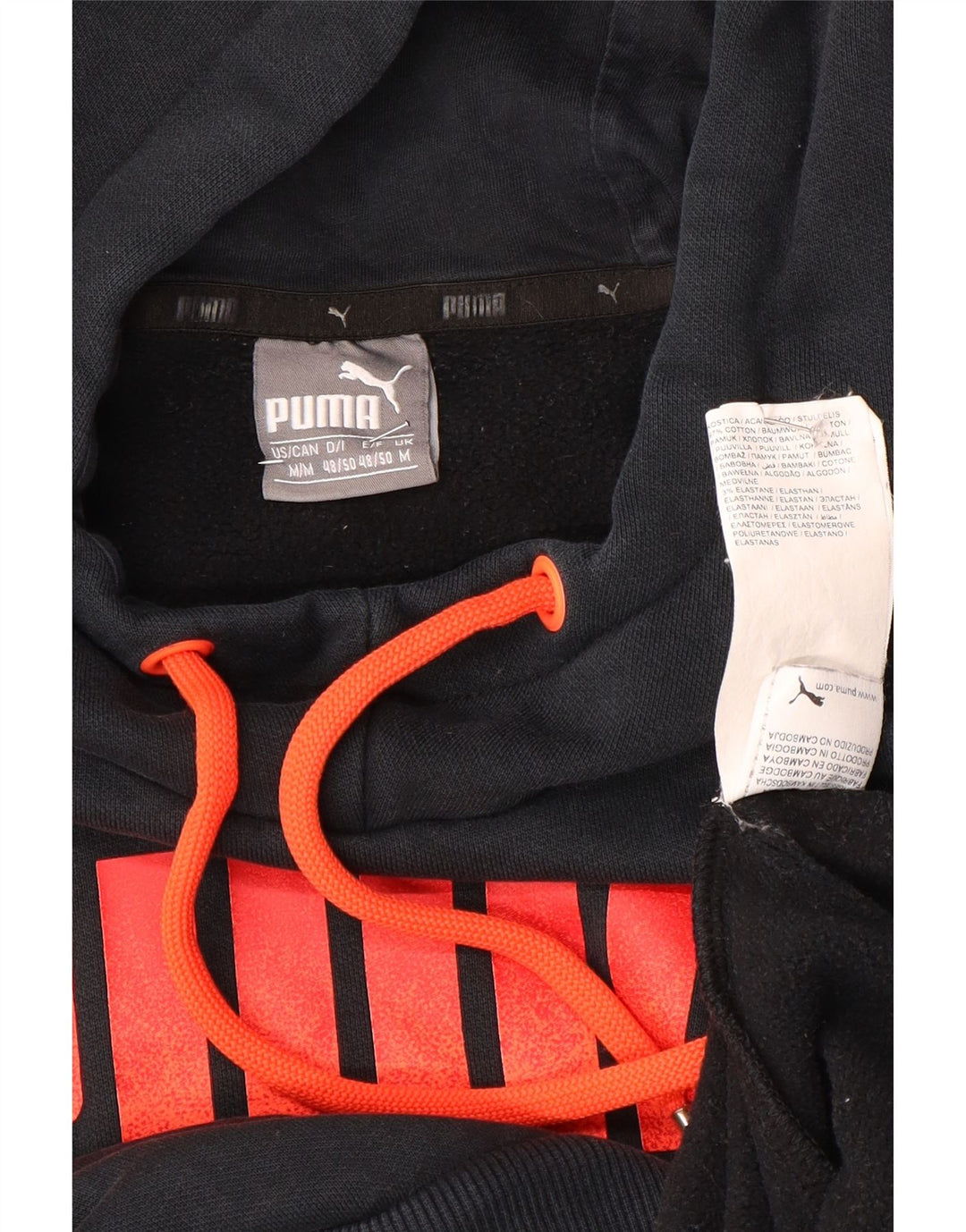 Puma Mens Graphic Hoodie Jumper Medium Black Cotton