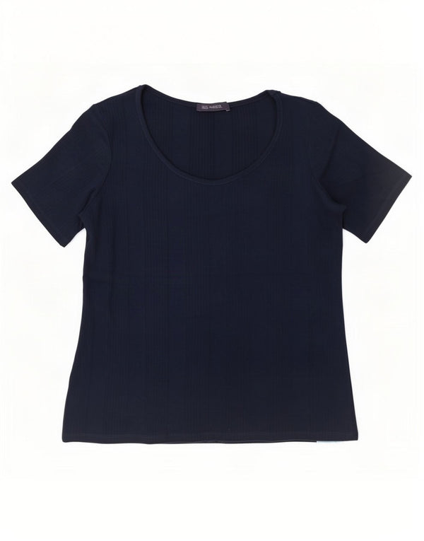 Marks & Spencer Womens T-Shirt Top UK 16 Large Navy Blue Cotton