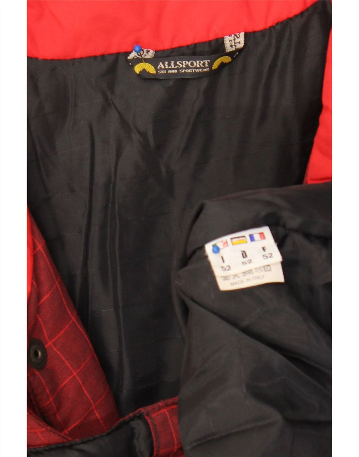 Vintage Mens Ski Jacket IT 52 XL Burgundy Check Polyamide