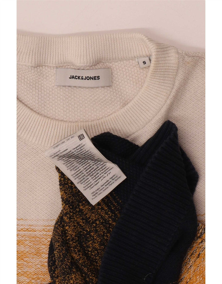 Jack & Jones Mens Crew Neck Jumper Sweater Small Multicoloured Striped