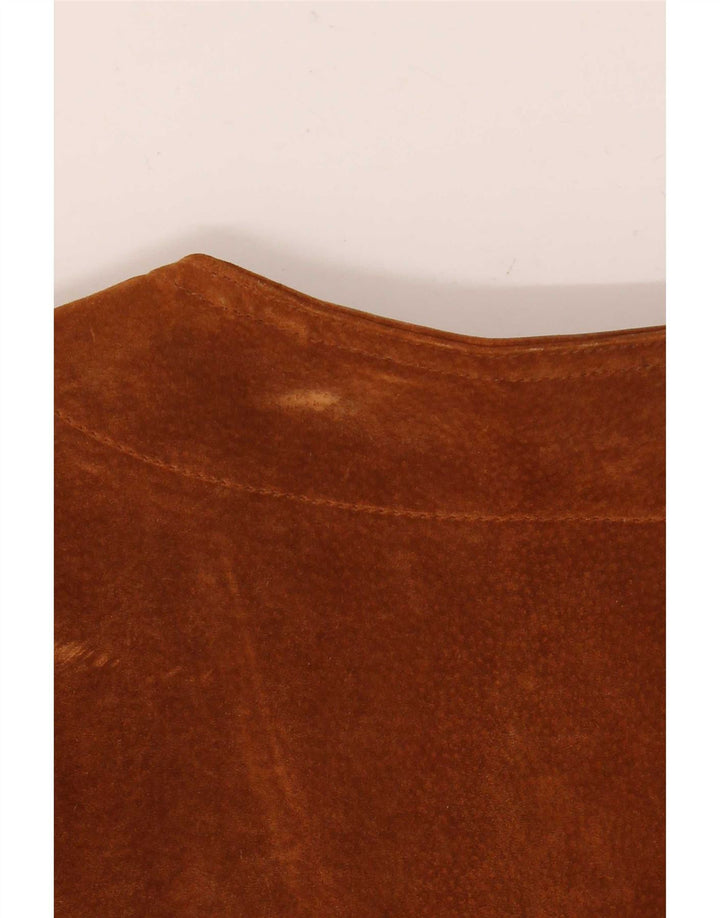 Front Line Mens Suede Waistcoat UK 48 2XL Brown Leather