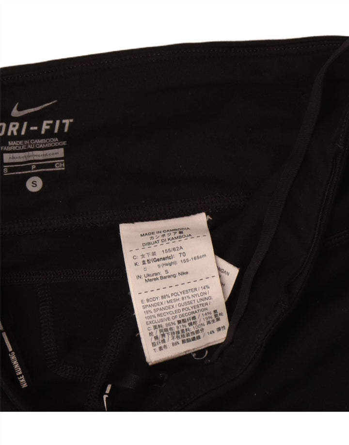 Nike Womens Dri Fit Capri Leggings UK 10 Small  Black Polyester