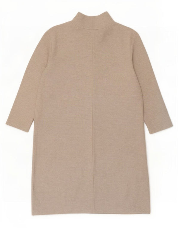 Zara Womens 3/4 Sleeve Jumper Dress UK 12 Medium Beige Polyester