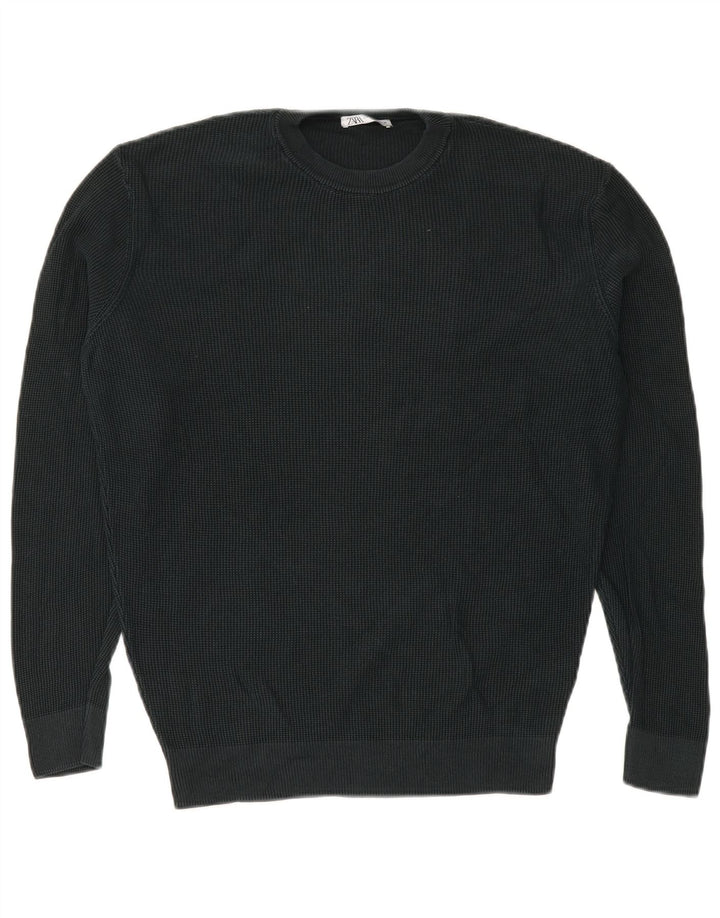 ZARA Mens Crew Neck Jumper Sweater Small Green