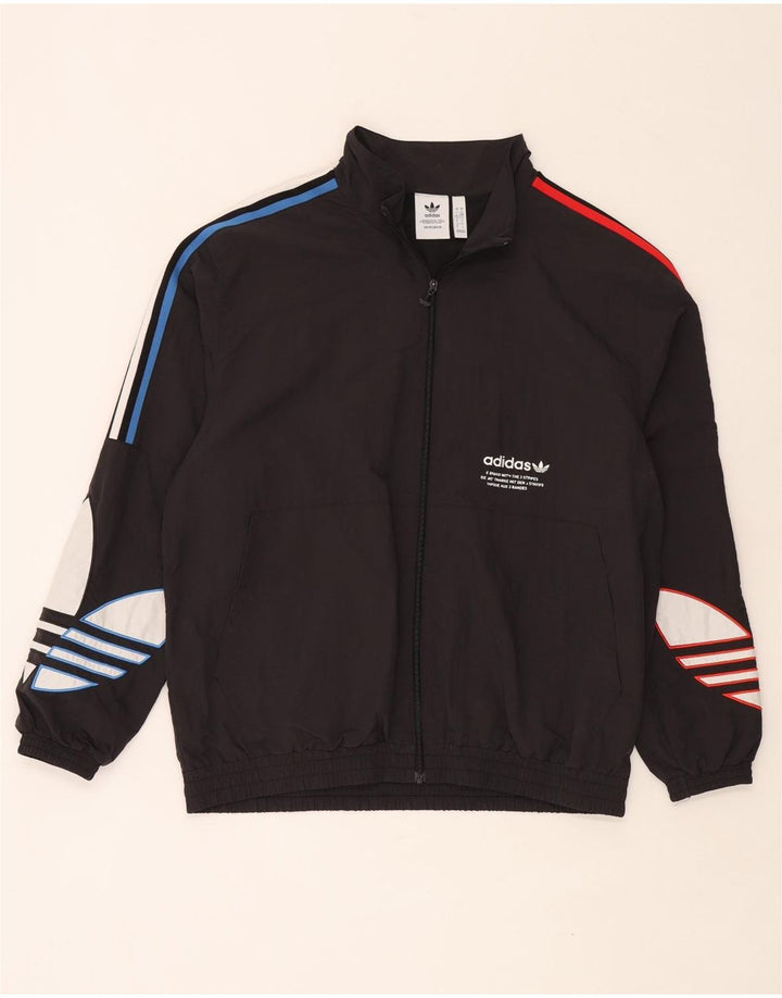 Adidas Mens Graphic Tracksuit Top Jacket Large Black Polyamide