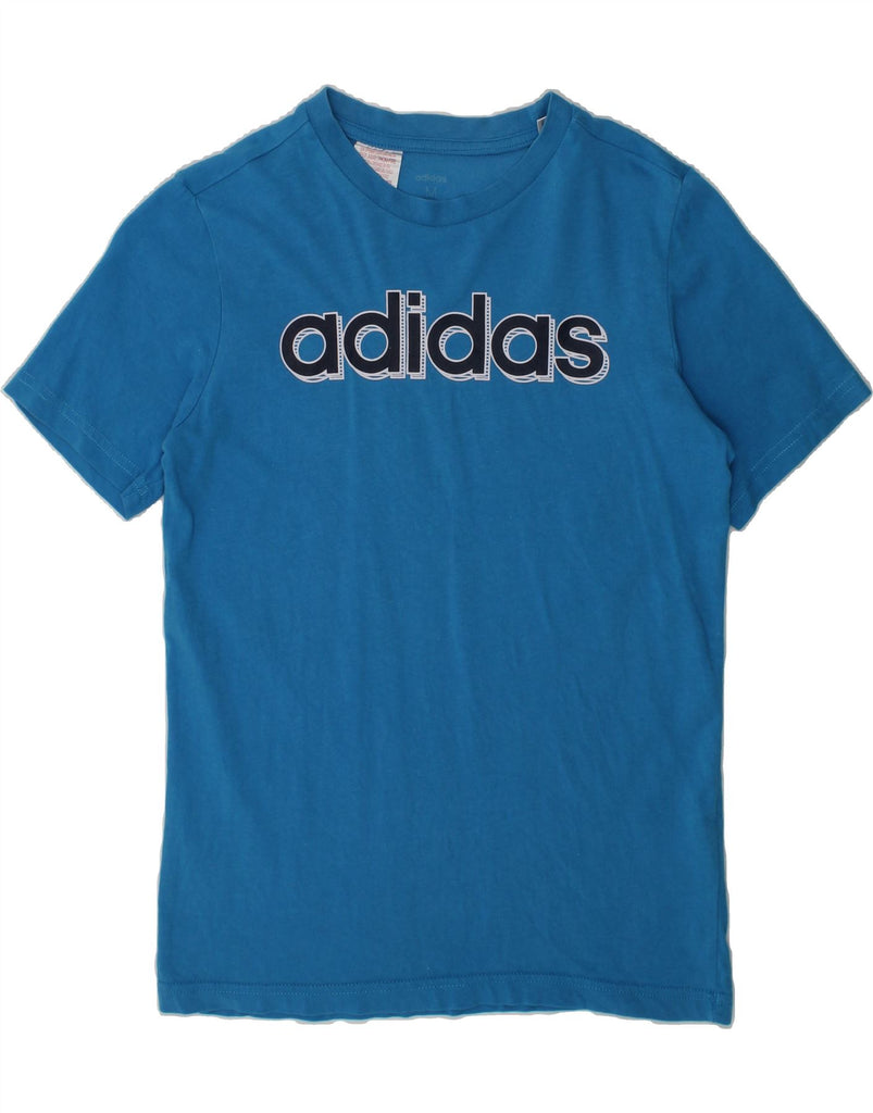 ADIDAS Boys Graphic T-Shirt Top 10-11 Years Medium Blue Cotton | Vintage Adidas | Thrift | Second-Hand Adidas | Used Clothing | Messina Hembry 