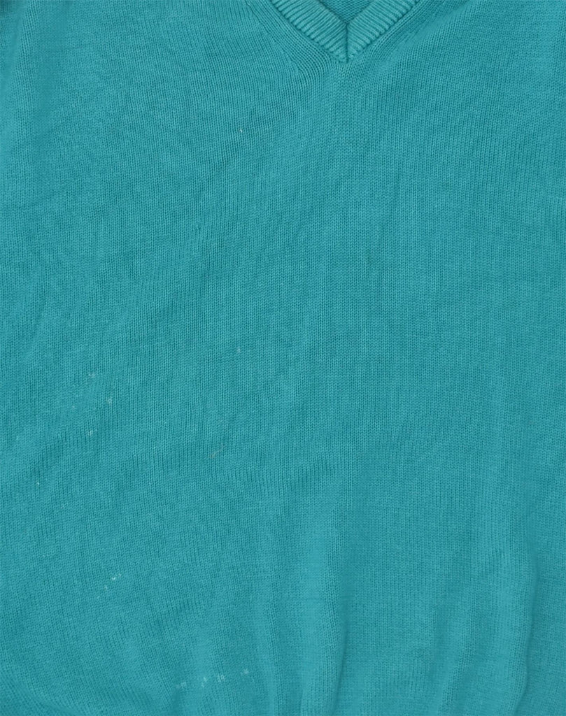 L.L.BEAN Mens V-Neck Jumper Sweater Medium Blue Cotton | Vintage L.L.Bean | Thrift | Second-Hand L.L.Bean | Used Clothing | Messina Hembry 