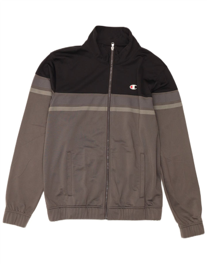 Champion Mens Tracksuit Top Jacket Medium Black Colourblock Polyester