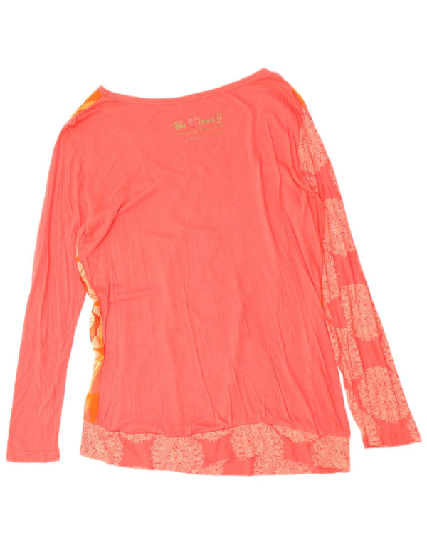 Desigual Womens Graphic Top Long Sleeve UK 16 Large Pink Floral
