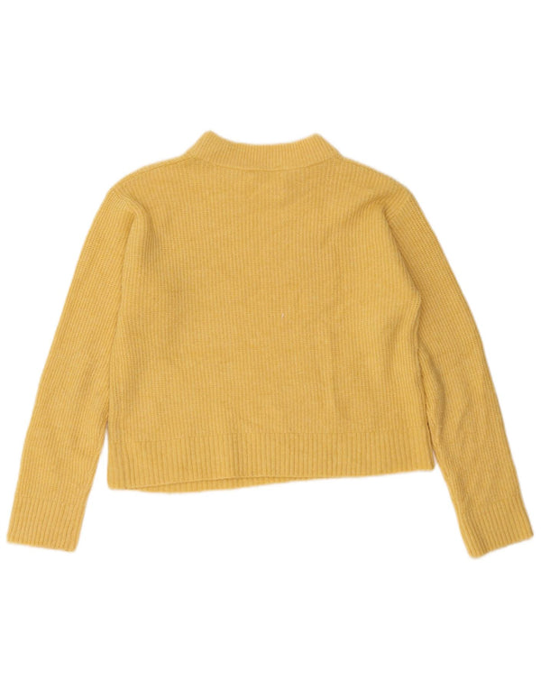 Zara Girls Crop Turtle Neck Jumper Sweater 13-14 Years Yellow Polyester