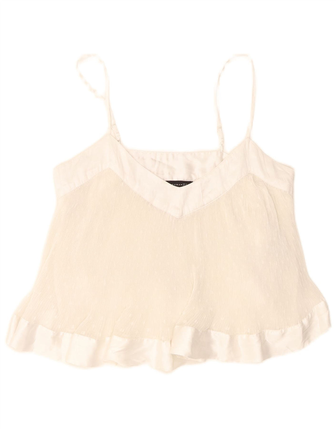 Zara Womens Crop Cami Top UK 10 Small White Spotted Polyester