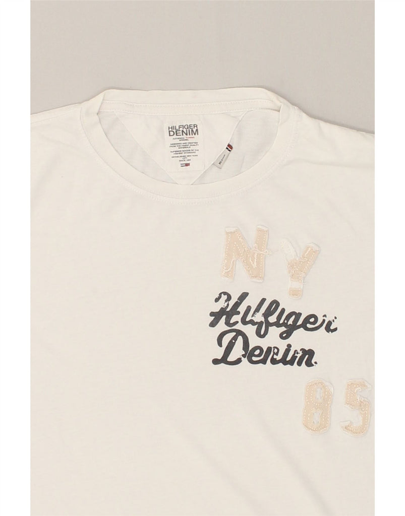 TOMMY HILFIGER Mens Graphic T-Shirt Top Medium White | Vintage Tommy Hilfiger | Thrift | Second-Hand Tommy Hilfiger | Used Clothing | Messina Hembry 