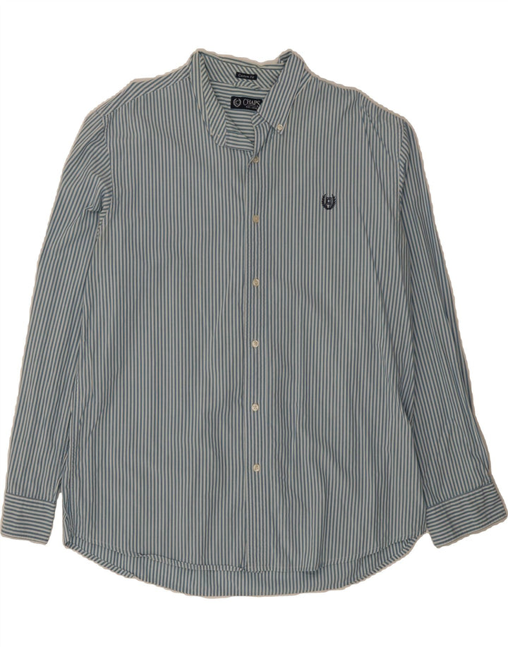 CHAPS Mens Custom Fit Shirt XL Blue Striped Cotton Vintage Chaps and Second-Hand Chaps from Messina Hembry 