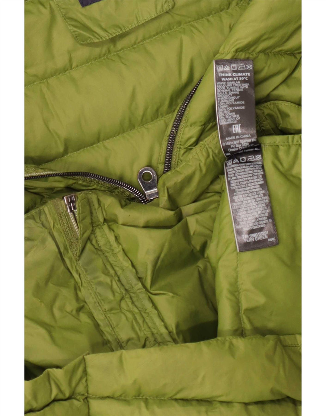 Marks & Spencer Womens Padded Jacket UK 12 Medium Green Polyamide