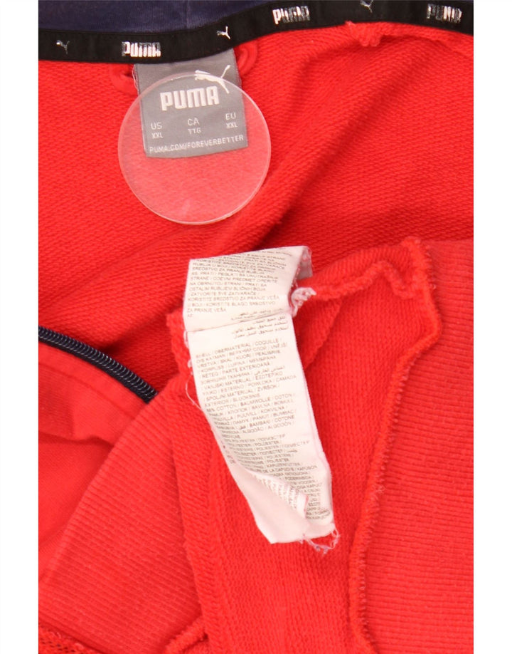 PUMA Mens Graphic Zip Hoodie Sweater 2XL Red Cotton