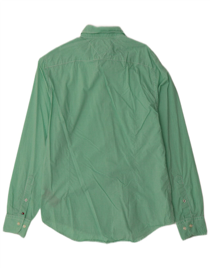 Tommy Hilfiger Mens Shirt Small Green Gingham Cotton