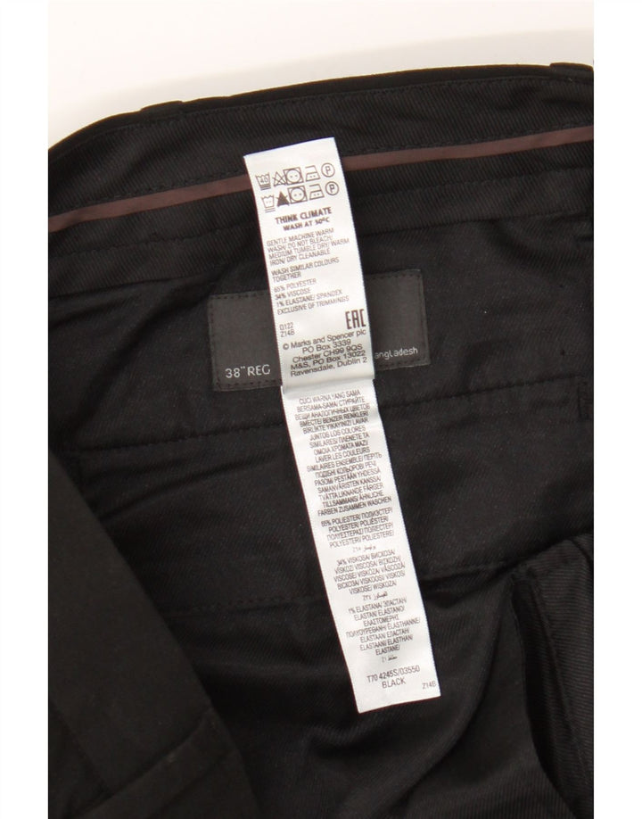 Marks & Spencer Mens Slim Chino Trousers W38 L31 Black Polyester