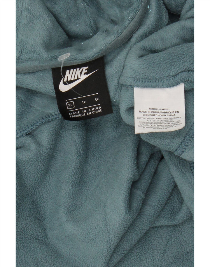 NIKE Womens Hooded Fleece Jacket UK 18 XL Blue Polyester