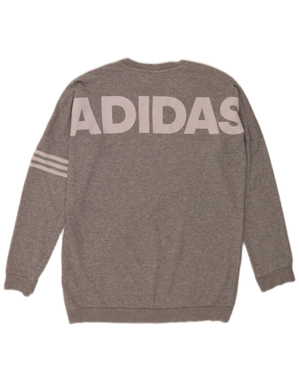 Adidas Womens Graphic Oversized Sweatshirt Jumper UK 8/10 Small Grey Cotton