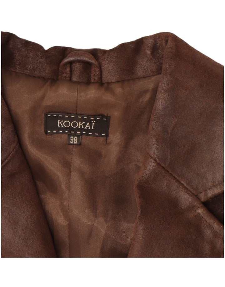 Kookai Womens Leather Coat EU 38 Medium Brown Leather