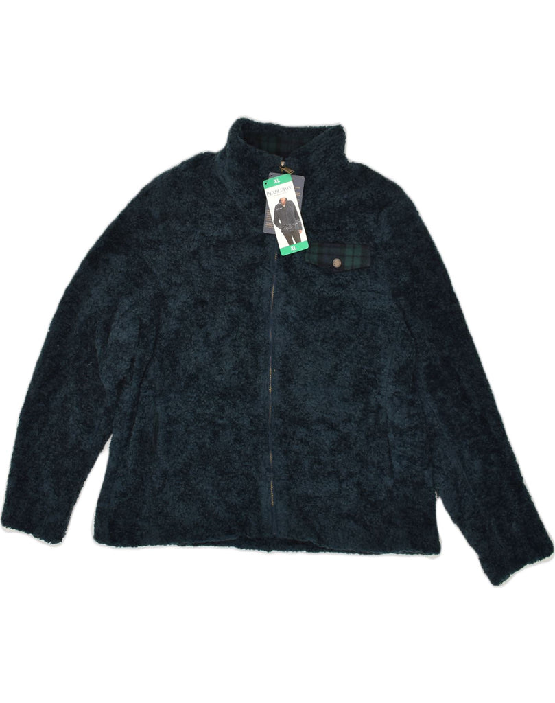 PENDLETON Womens Teddy Bear Bomber Jacket UK 18 XL Navy Blue Polyester | Vintage Pendleton | Thrift | Second-Hand Pendleton | Used Clothing | Messina Hembry 