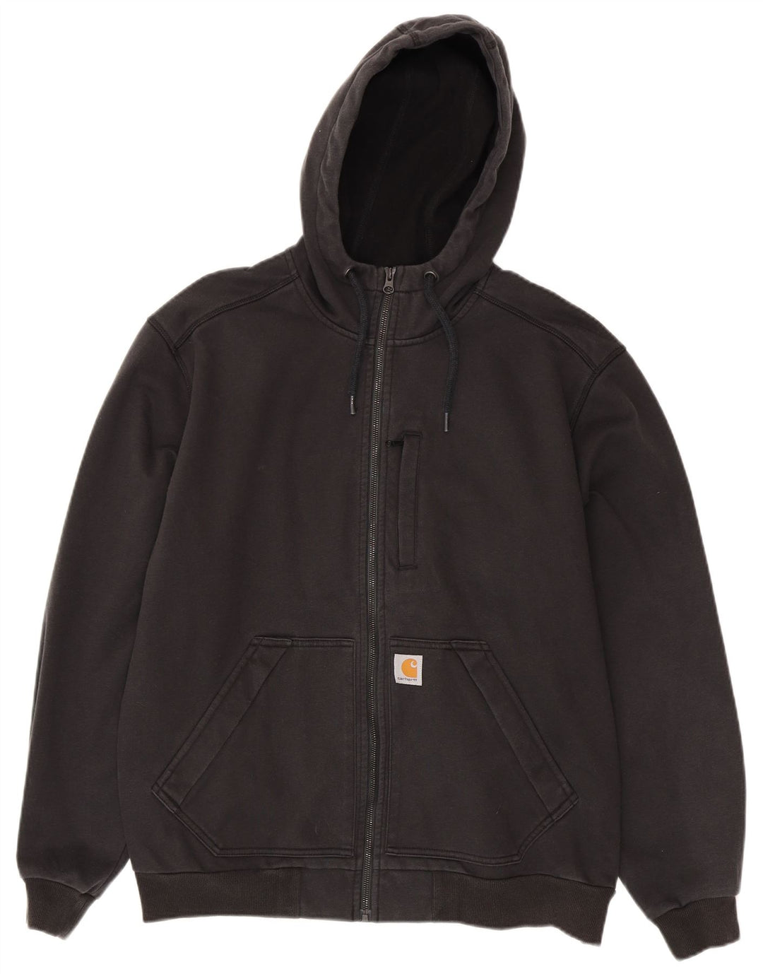 Carhartt Mens Relaxed Fit Zip Hoodie Sweater Large Black Polyester