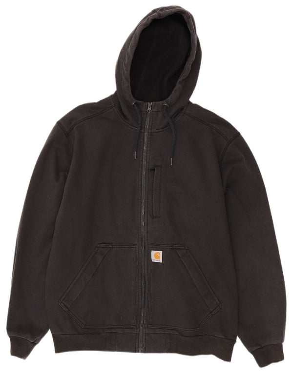 Carhartt Mens Relaxed Fit Zip Hoodie Sweater Large Black Polyester